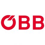 Rotes ÖBB-Logo mit stilisierten Buchstaben auf weißem Hintergrund, das einen führenden Verkehrsträger symbolisiert.