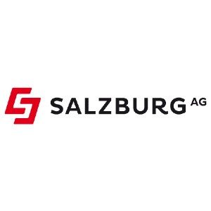 Logo der Salzburg AG mit rotem stilisiertem S und Firmenname in fetten schwarzen Buchstaben auf weißem Hintergrund.