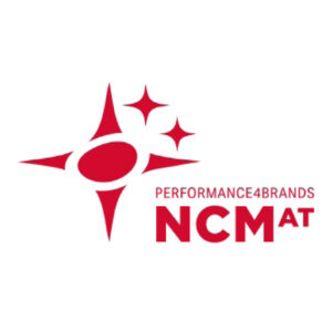 Rotes Stern-Logo mit PERFORMANCE4BRANDS NCM AT Text auf weißem Hintergrund.