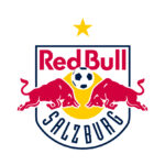 Das Logo des Fußballvereins Red Bull Salzburg zeigt zwei rote Stiere, einen gelben Stern oberhalb und einen Fußball in der Mitte der beiden Stiere.